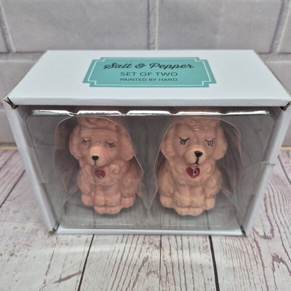 Boston Warehouse Other - Hand Painted Pink Poodle Dog Salt and Pepper Shaker Set~ New In Box